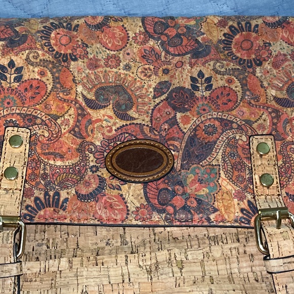 Tan and Brown Cork and Floral Crossbody Bag - Picture 12 of 12